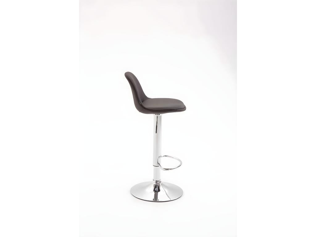 Set of 2 Bar Stools - Fabric / Chrome Metal - Dark Grey - Elariva SJLC80865