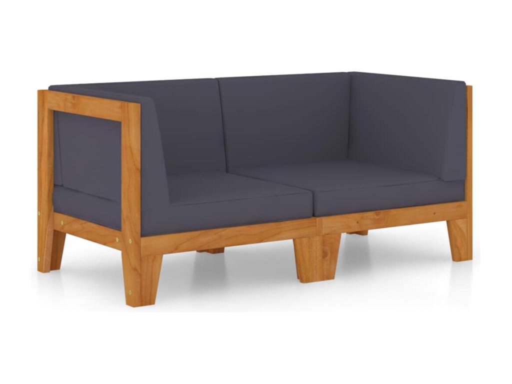 2-seater sofa with dark grey cushions… Zensova solid wood RQMZ20819