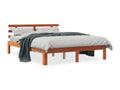 Bed frame and headboard, brown wax finish, 120x200 cm, pine wood, WEUD06177