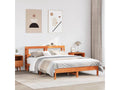 Bed frame without mattress, brown wax finish, 140x200cm, solid pine wood, VHMZ37177