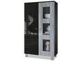 Freestanding display cabinet with 2 doors and 3 panes of glass, Zensova matte/ Zensova high gloss/ Zensova anthracite, 71x129x35 cm, MKTH37456