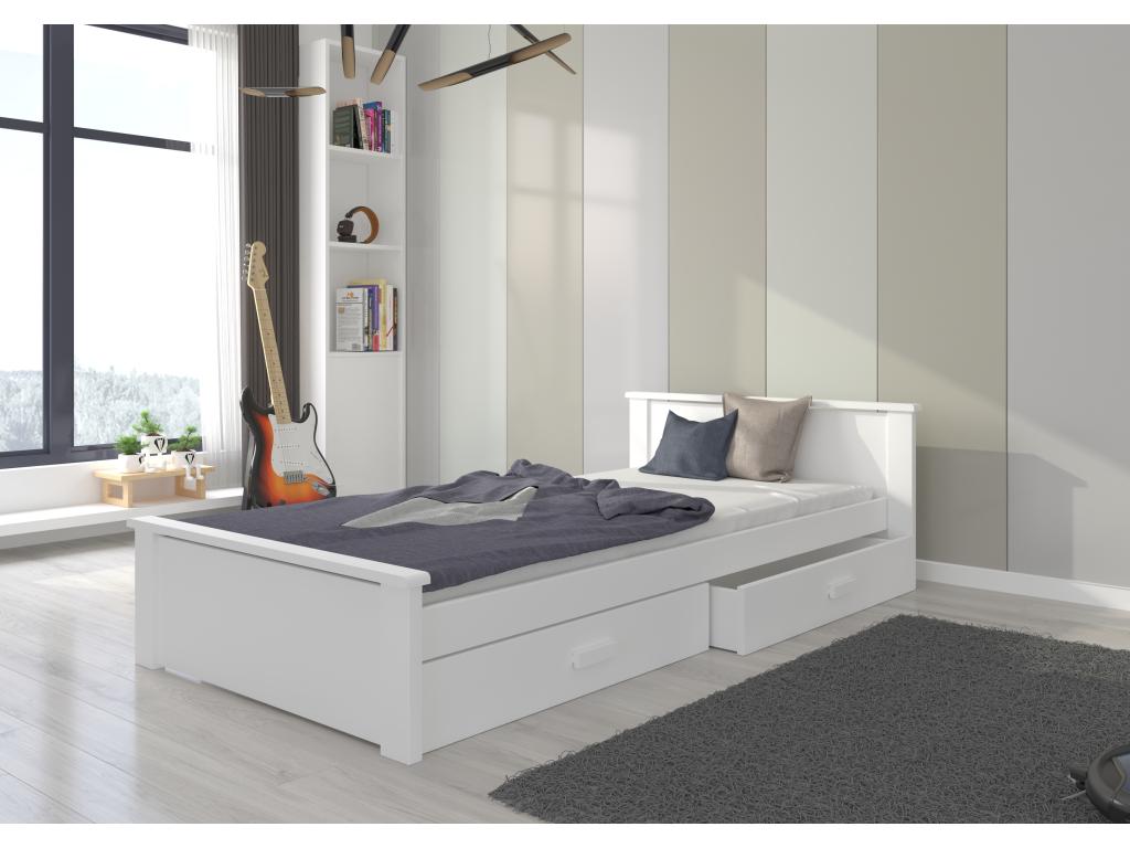 Zensova ORLY91665 White Pine Wood Children's Bed 90x200 with 2 Storage Drawers
