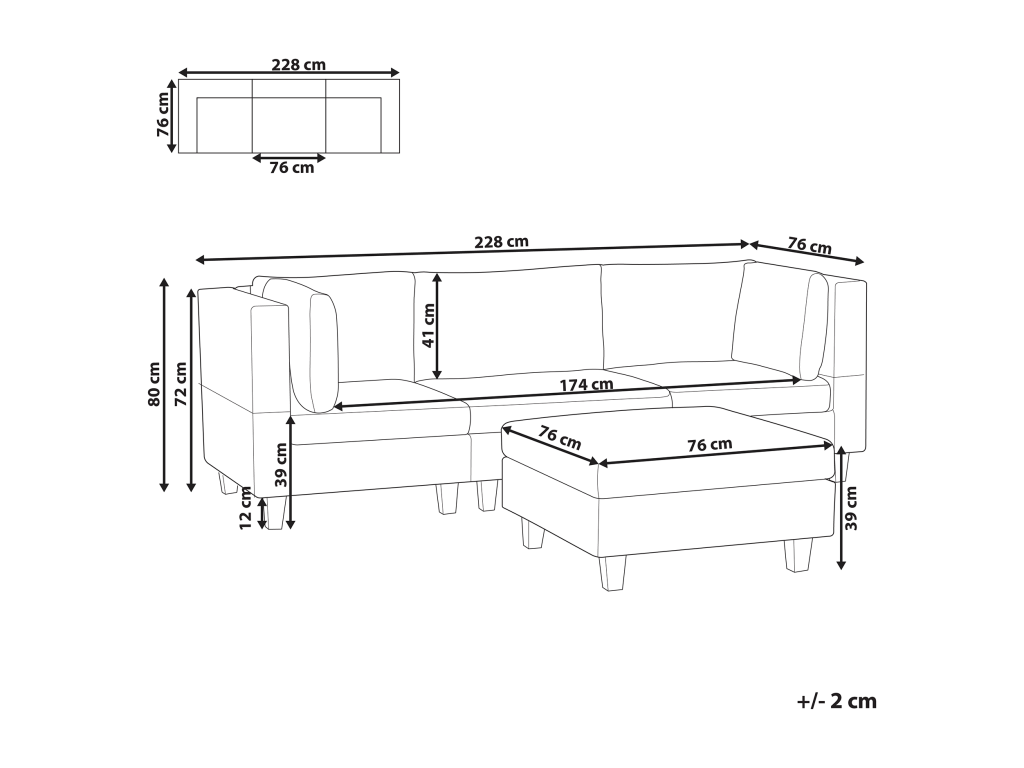 Elariva 3-seater modular sofa in light grey fabric VFFC13714