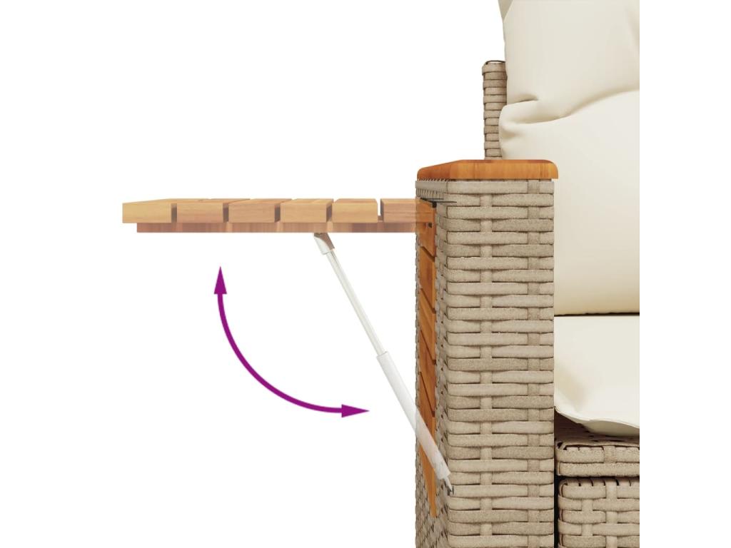 8-piece garden furniture set with cushions, beige woven resin LEYN23955