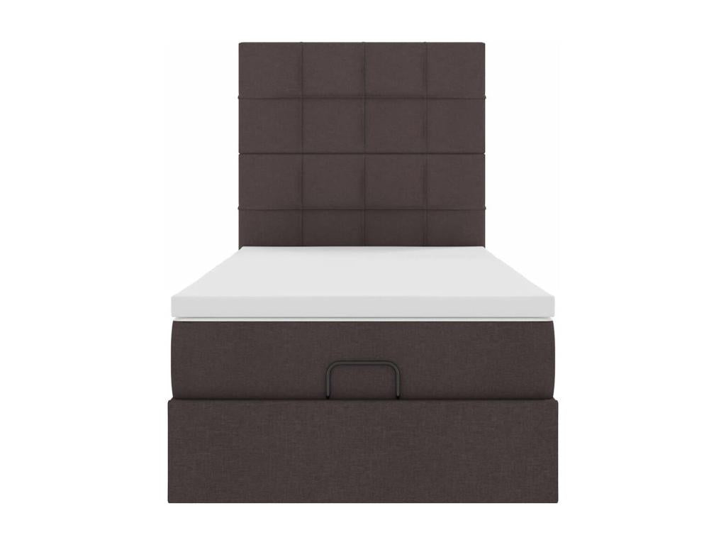 Ottoman bed frame with dark brown mattress 90x200 cm fabric OYDZ03480