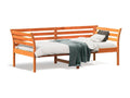 Daybed, brown wax finish, 75x190 cm, solid pine wood, QGAU92095
