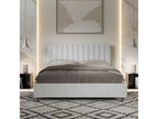 Storage bed 160x190 white ash structure headboard white imitation leather Lumenao GDUX12678