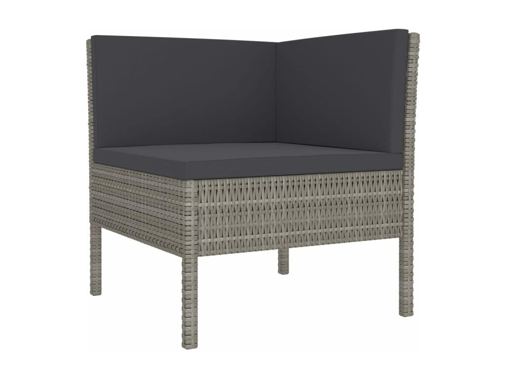 8-piece garden furniture set with cushions, grey wicker resin JBFV87243