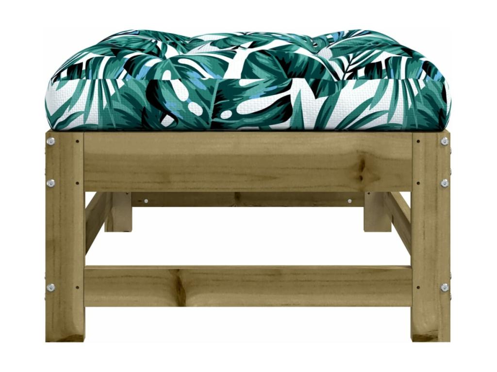 Garden footrest with cushion, impregnated pine wood GFDO41265