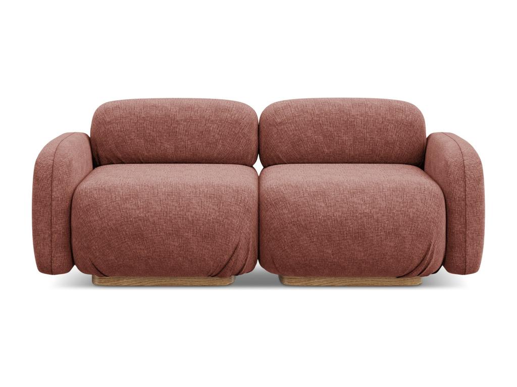 Modular 3-seater sofa in chenille fabric - muted pink - Elariva PHOU92803