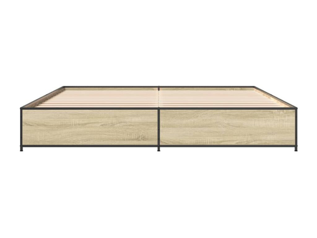 Oak bed frame 200x200 engineered wood and metal OXEC38017