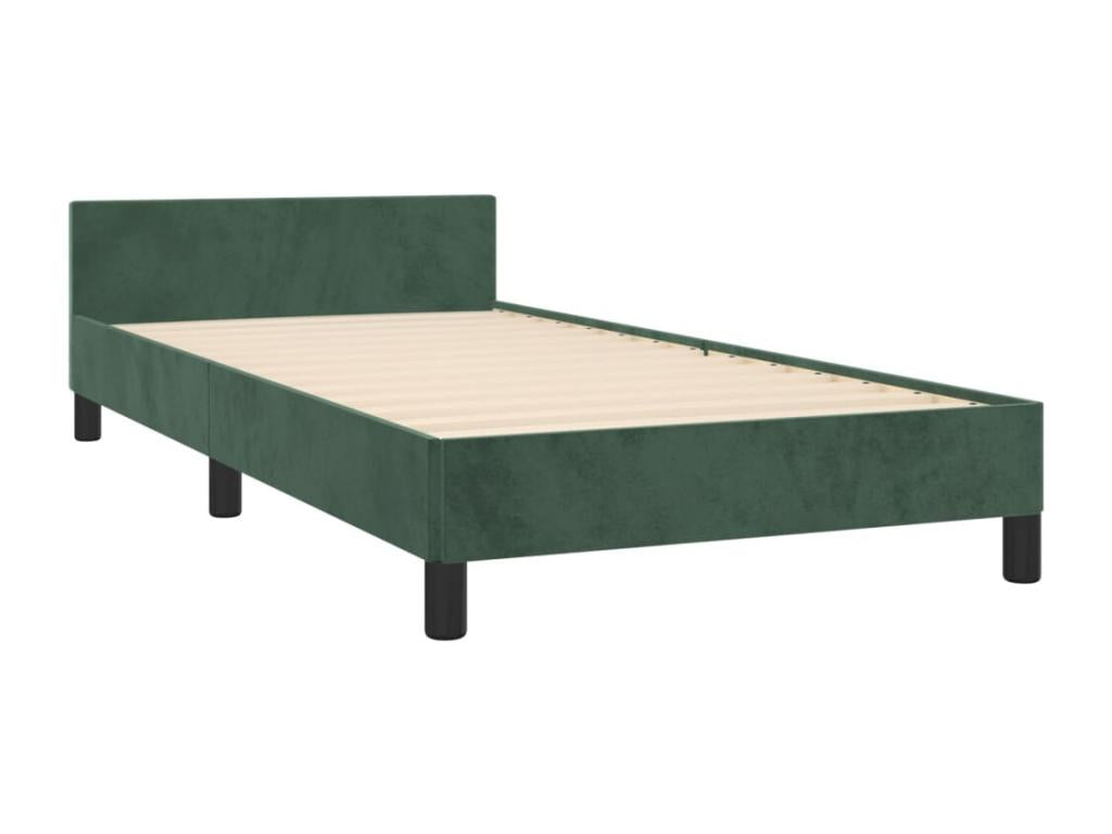 Dark green bed frame without mattress, 90x200 cm, velvet, IHCP71580