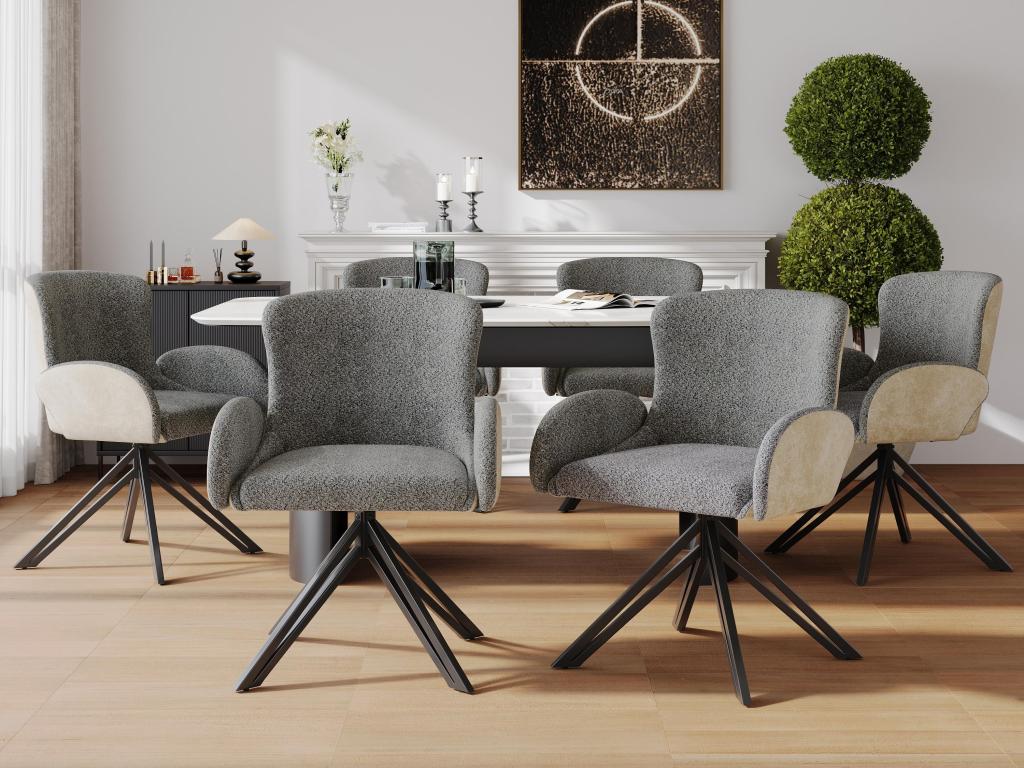 Set of 6 swivel chairs with adjustable metal legs - Grey XJPL05621
