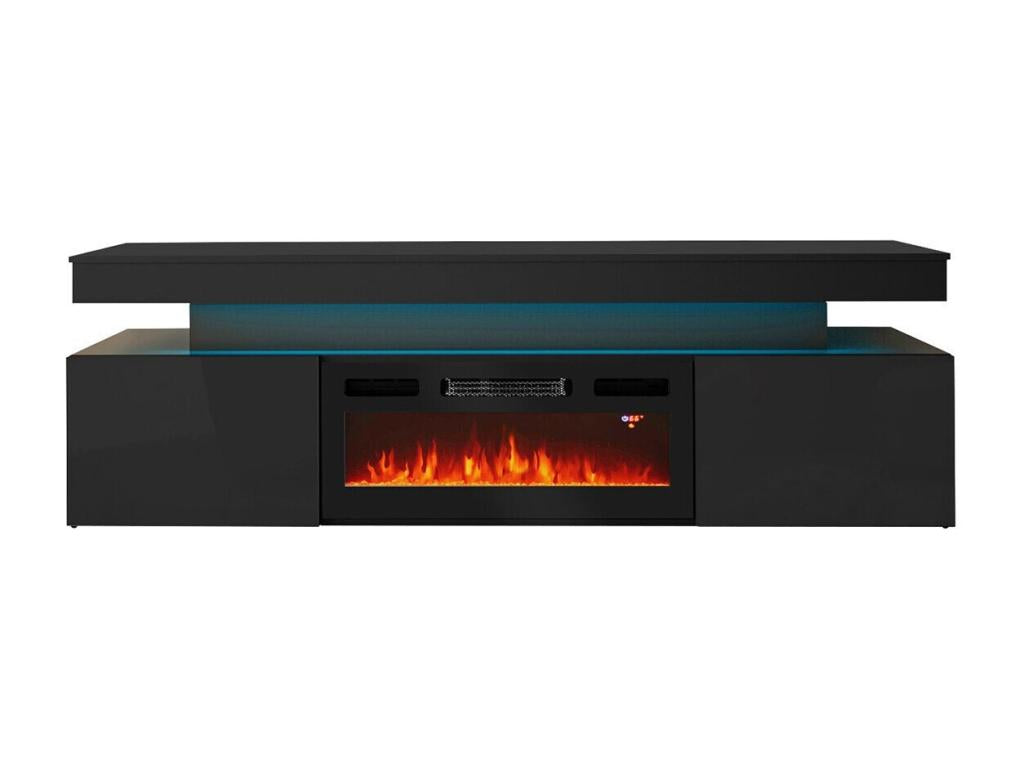 Lysvia 104 TV Stand, Black - Glossy Black, 190x59x41cm, BLSS58756