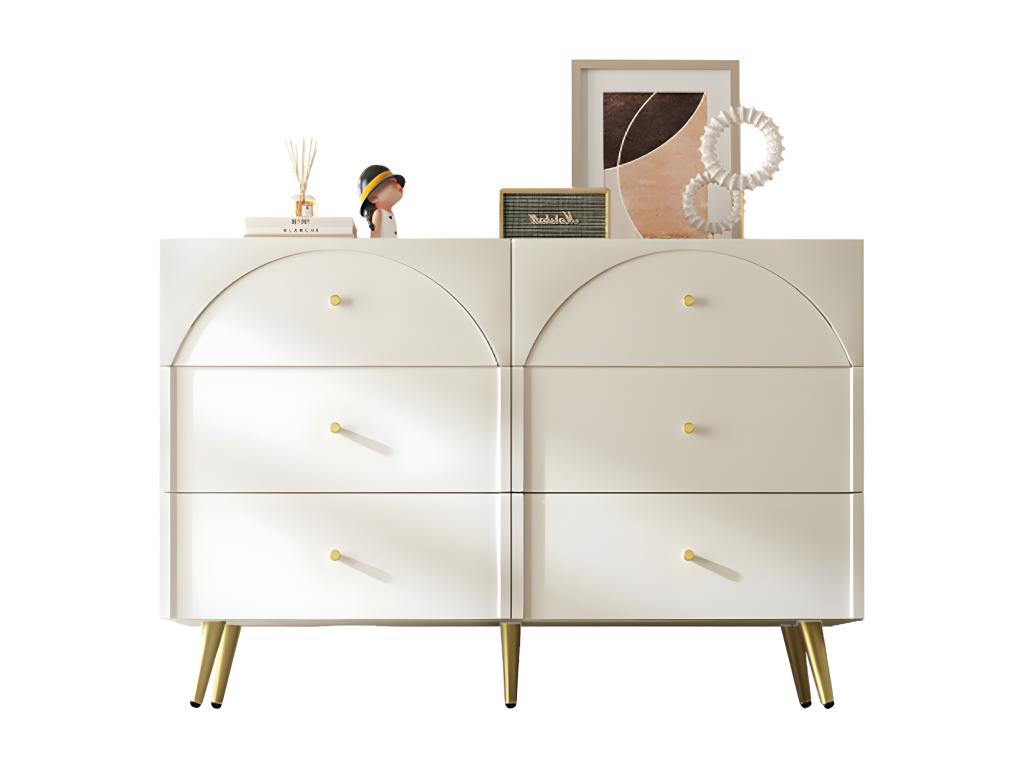Chest of drawers with 6 drawers, sideboard for bedrooms and living rooms, cream white FCAX42611