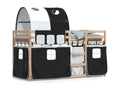 Bunk bed with white curtains / Zensova 90x200 cm solid pine wood ZCEO23028