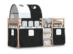 Bunk bed with white curtains / Zensova 90x200 cm solid pine wood ZCEO23028