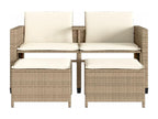 2-seater garden sofa with table and stools, beige rattan MZKM36686