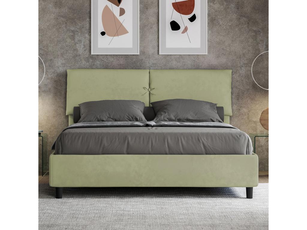 Elariva LJGF08232 Upholstered Storage Bed 160x210 cm, Green Microfiber, LJGF08232