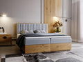 Zensova Continental Bed with Storage - 140x200 - Double - Wooden with Upholstered Headboard - Light Grey HMHJ32174