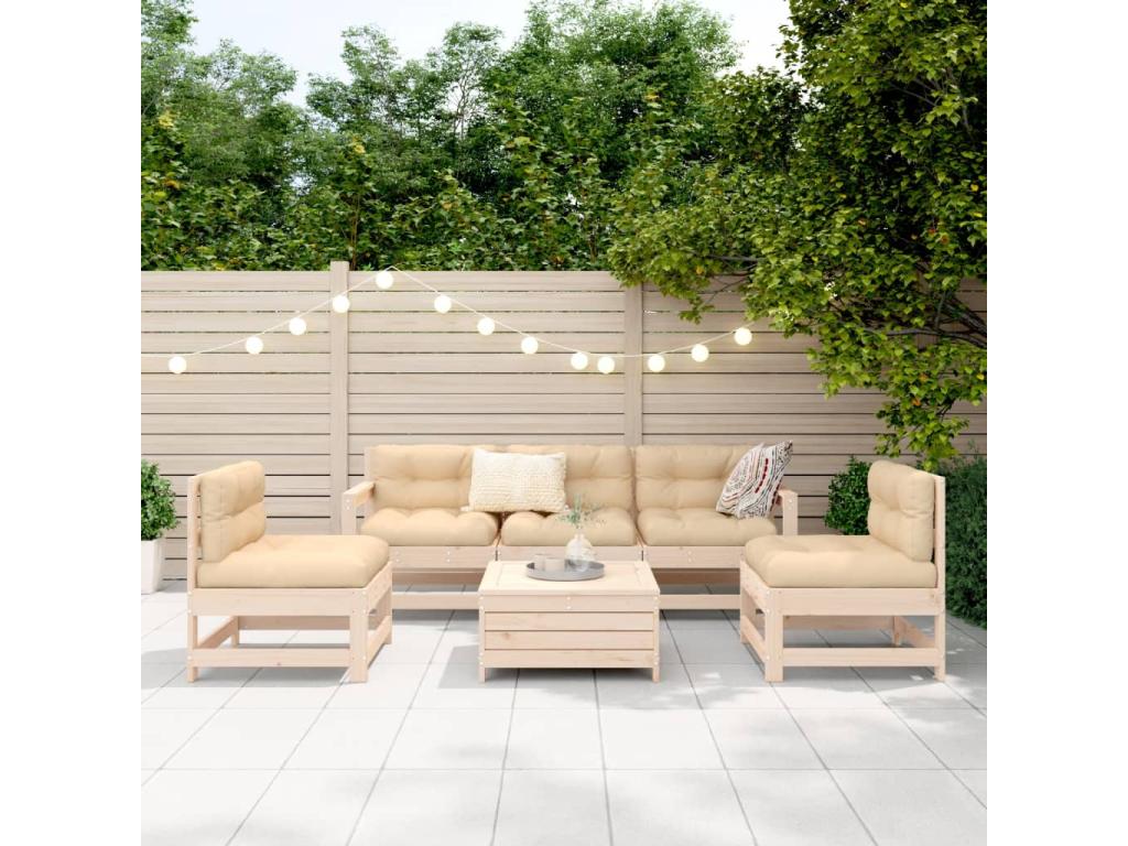 6-piece garden furniture set, solid pine wood ZPRV99894