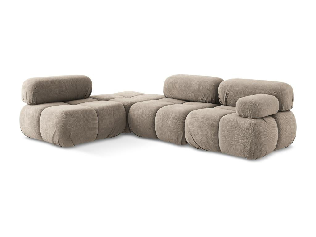 Left-facing modular corner sofa in Chenille - dark beige - Elariva AEVT73611