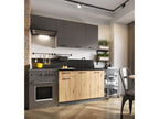 Lysvia 5-piece complete kitchen in matte grey/oak finish - Length 120/180 cm EQMO14000