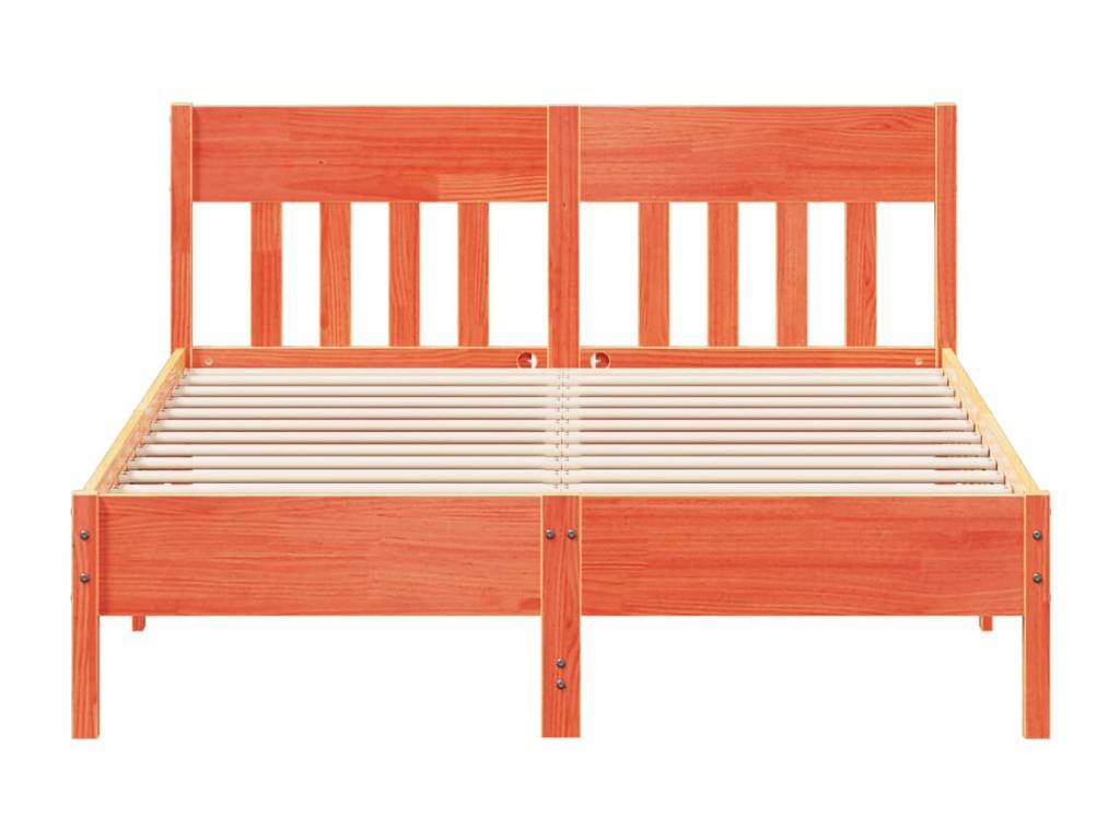 Bed frame without mattress, brown wax finish, 160x200cm, solid pine wood, ERLF66670