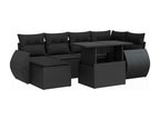 7-piece garden furniture set with cushions, Zensova woven resin BHVR90734