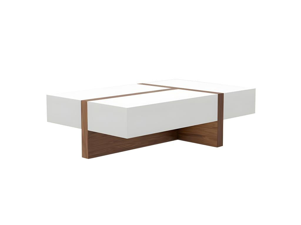 Zensova QCFU39339 White and Walnut Coffee Table 2060