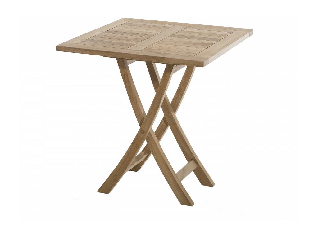 Elariva - Teak Wood Garden Furniture Set for 2 People - Garden Set - 1 Folding Square Table 70cm and 2 Textilene Chairs Elariva TDJZ87302