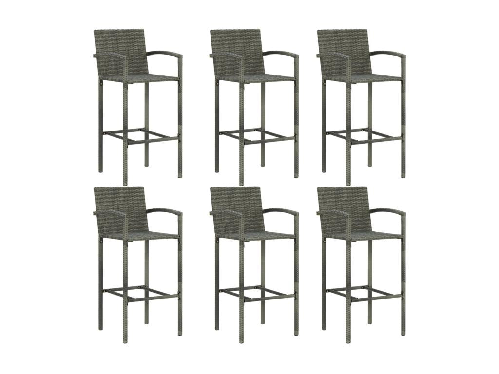 7-Piece Garden Bar Set, Wicker Resin, Grey UCDI90360