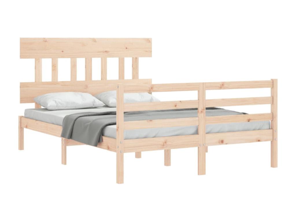 Bed frame with headboard, small double bed, solid wood XRGW78510