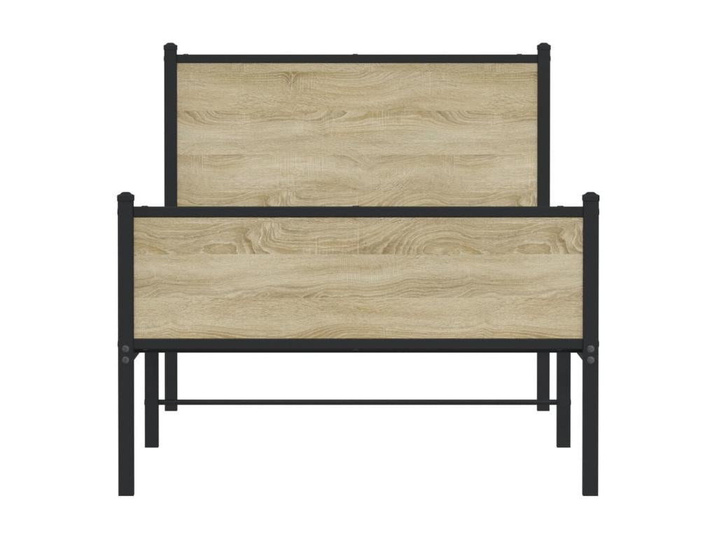 Metal bed frame without mattress, oak finish, 90x190 cm, MGRK97801