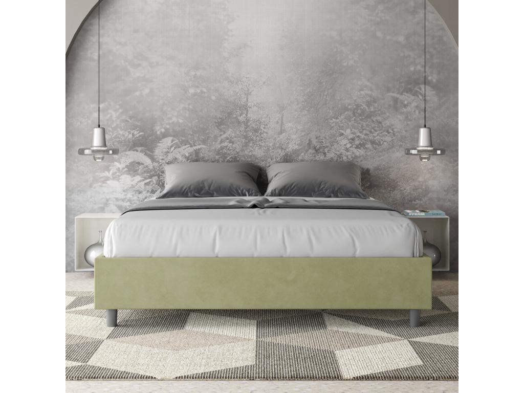 Upholstered storage bed 160x200 green microfiber Zensova ZPNW13246