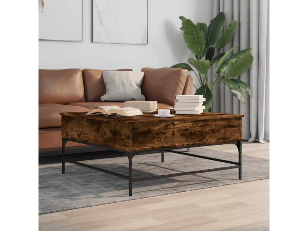 Smoked oak coffee table 95x95x45 cm Zensovaing and metalwork MXWL48748
