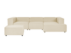 Right-hand corner modular sofa with 3 seats and ottoman in beige linen Lysvia NPMU98344