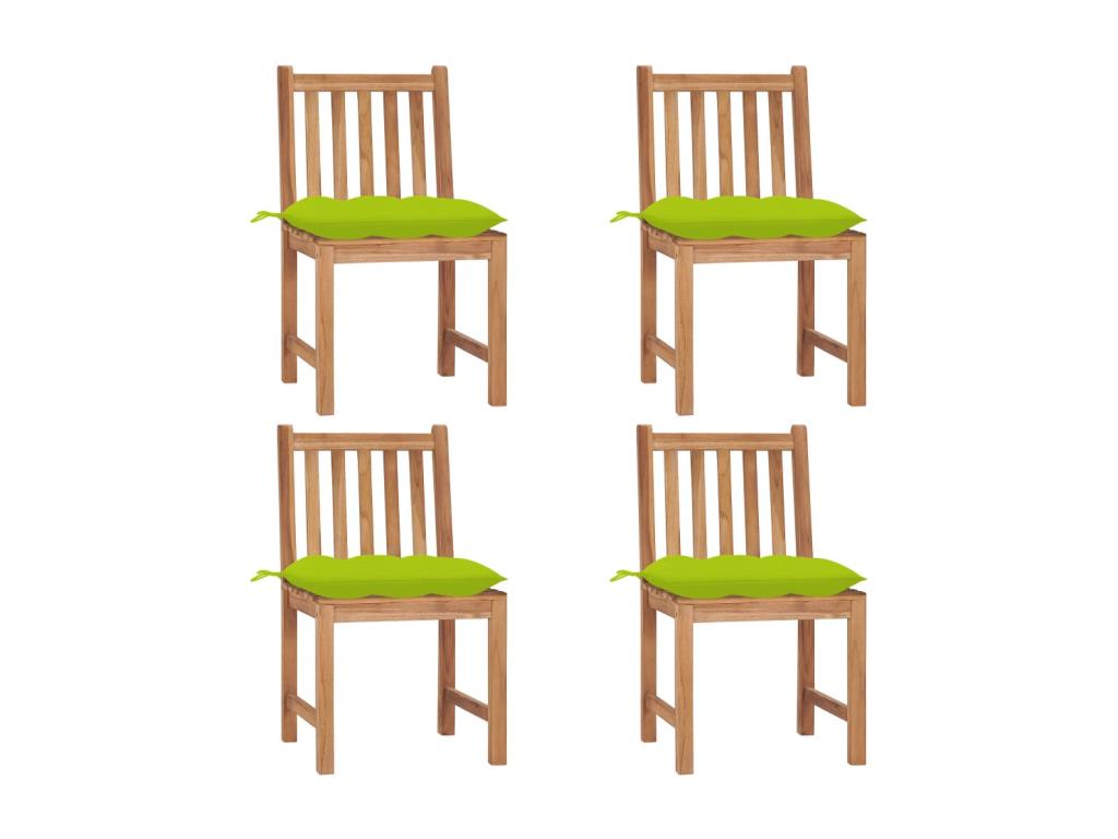 Set of 4 garden chairs with cushions, solid teak wood, BJBG79337