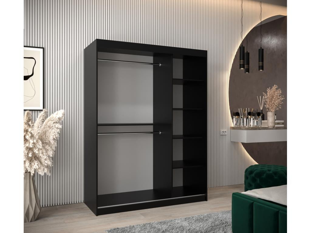 Wardrobe 1 with sliding doors 200/150/62 2 Doors Black/White OUKE51470