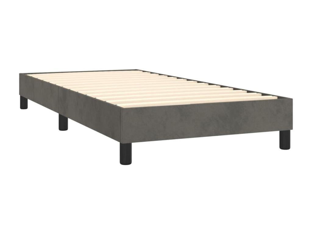 Bed with upholstered base and mattress, Dark Grey, 80x200 cm, Velvet QBIC10094