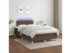 Upholstered bed base with mattress and LED lighting, dark brown, 120x200 cm, fabric LDBE08626