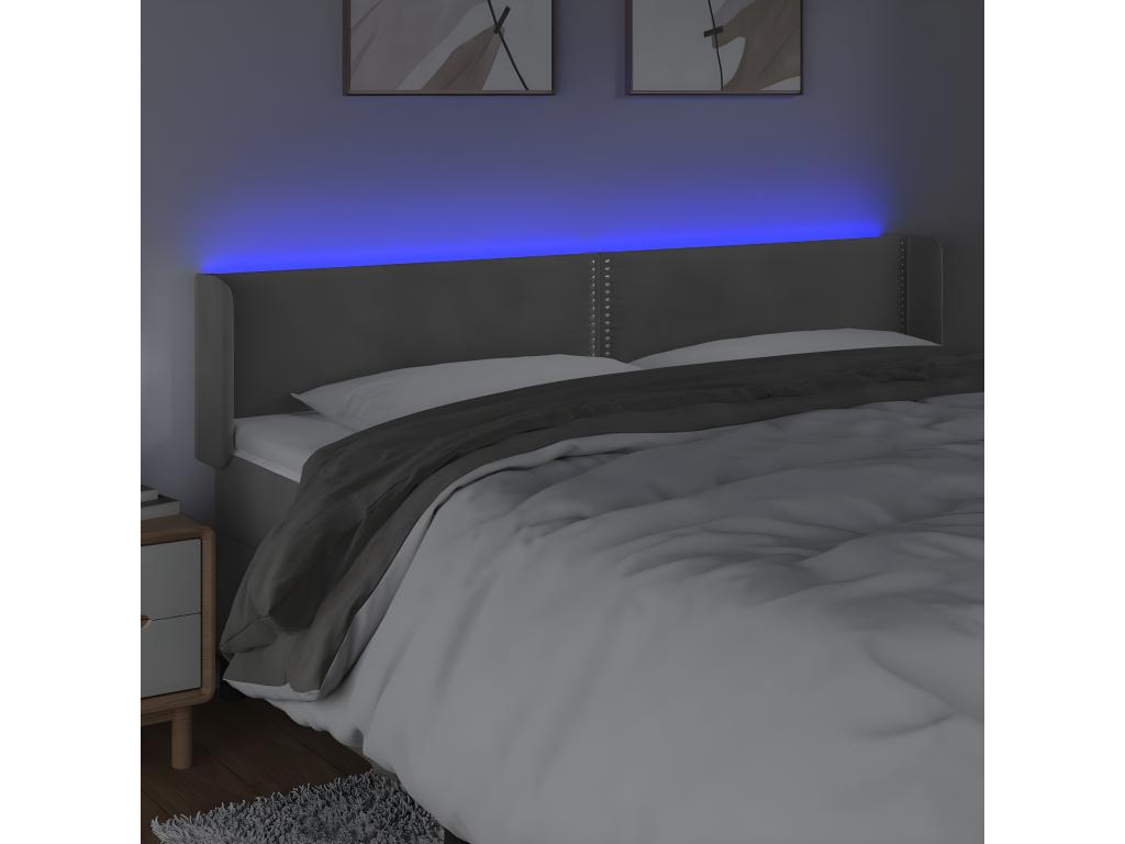 Light Grey LED Headboard 163x16x78/88 cm Velvet ITKA31492