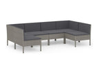 6-piece garden furniture set with cushions, grey woven resin ZJWE40120