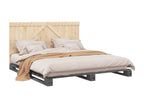 Grey bed frame and headboard 200x200 solid pine wood KBQZ48989