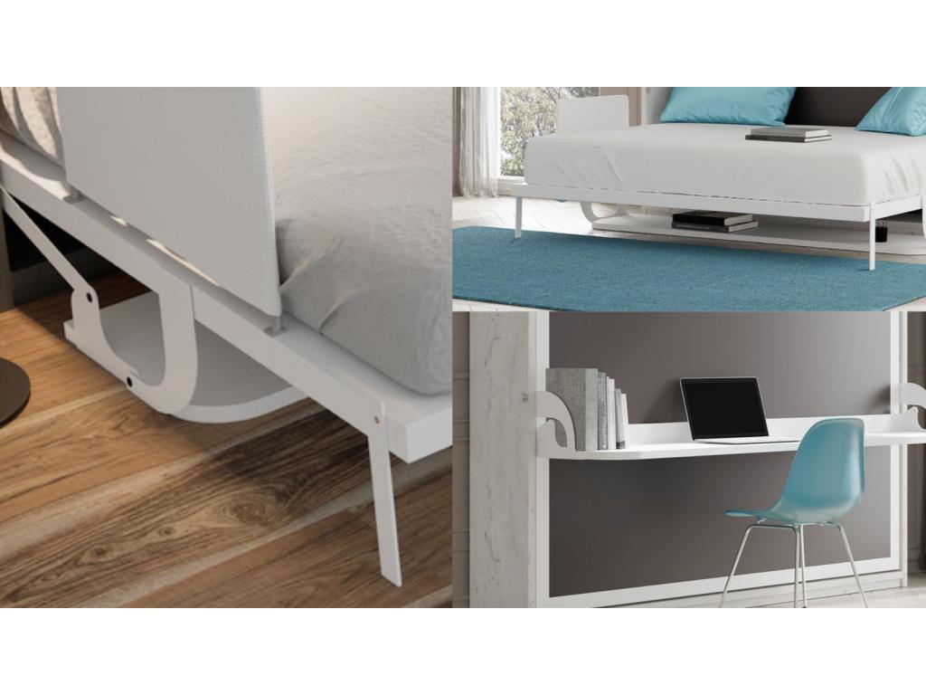 Wall bed with desk 90x190 bleached oak P 35 Zensova IFJD13115