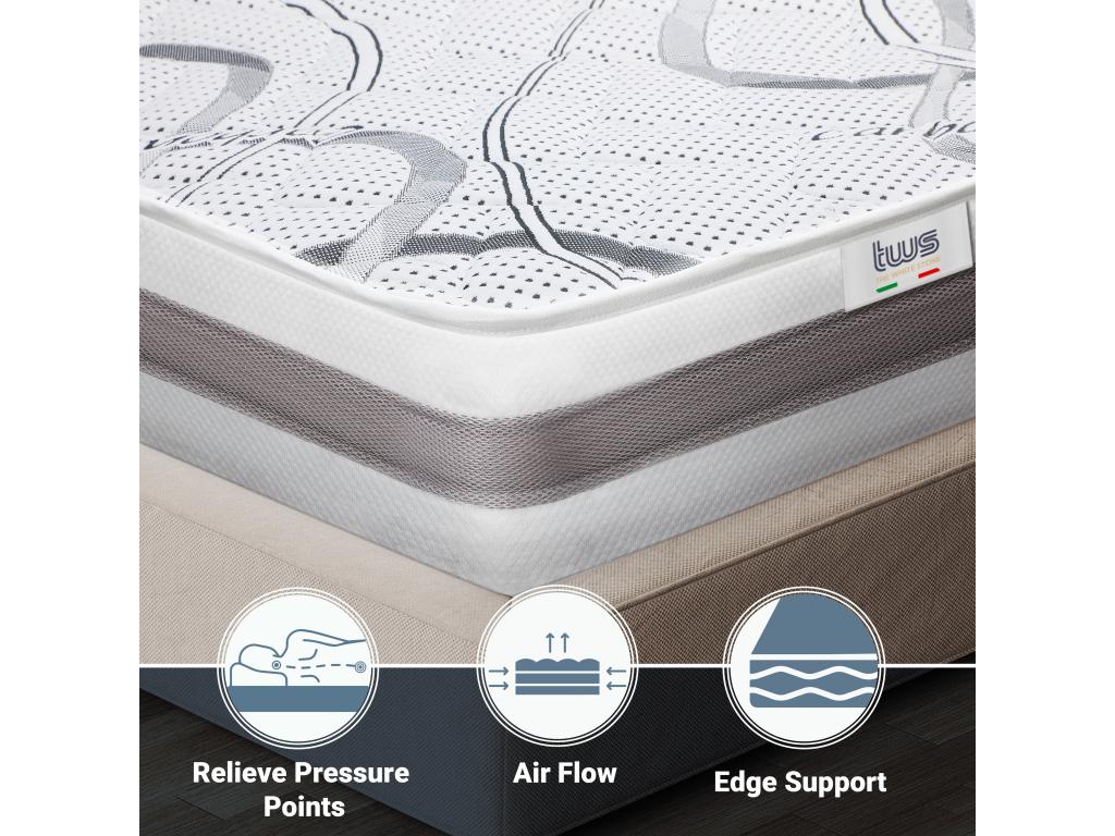 Single Mattress 135x185 with Memory Foam - Premium Quality - Height 22 cm - Made in Italy JMYS00866