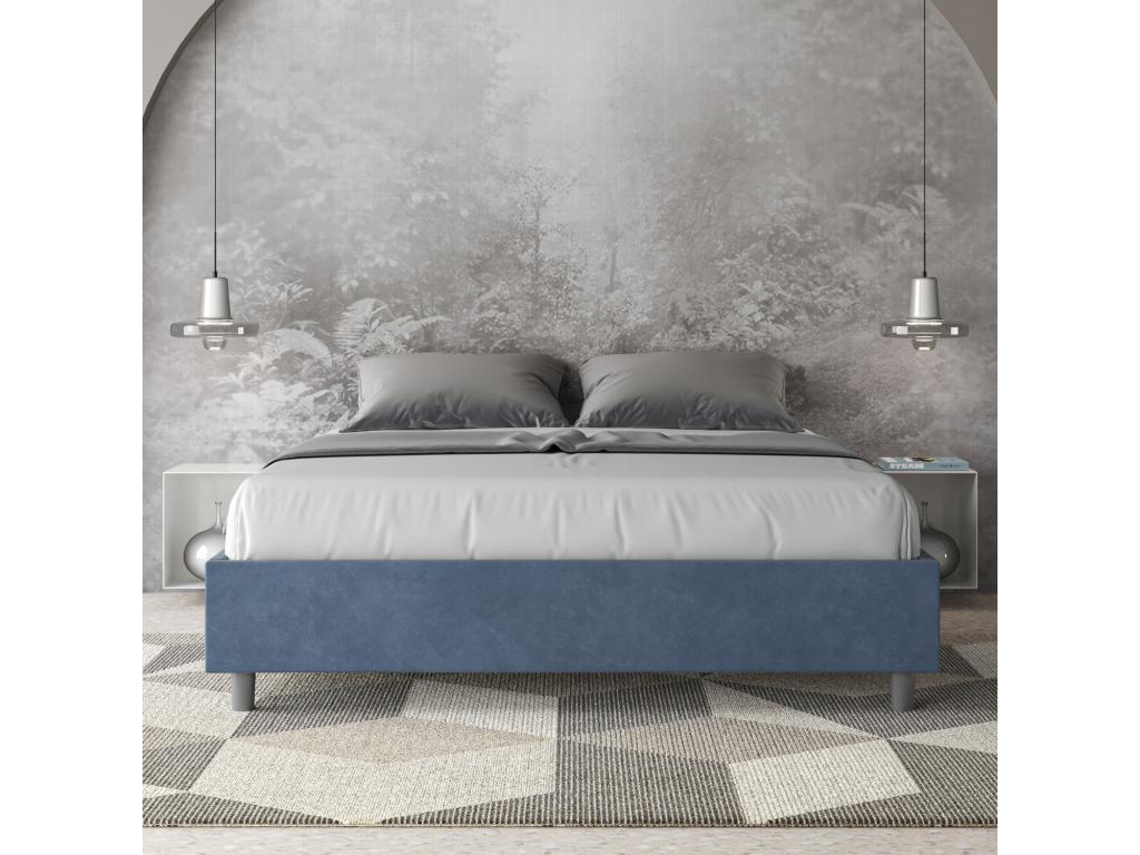 Zensova upholstered bed without mattress, 160x190 cm, blue microfiber, Zensova MGOA56185
