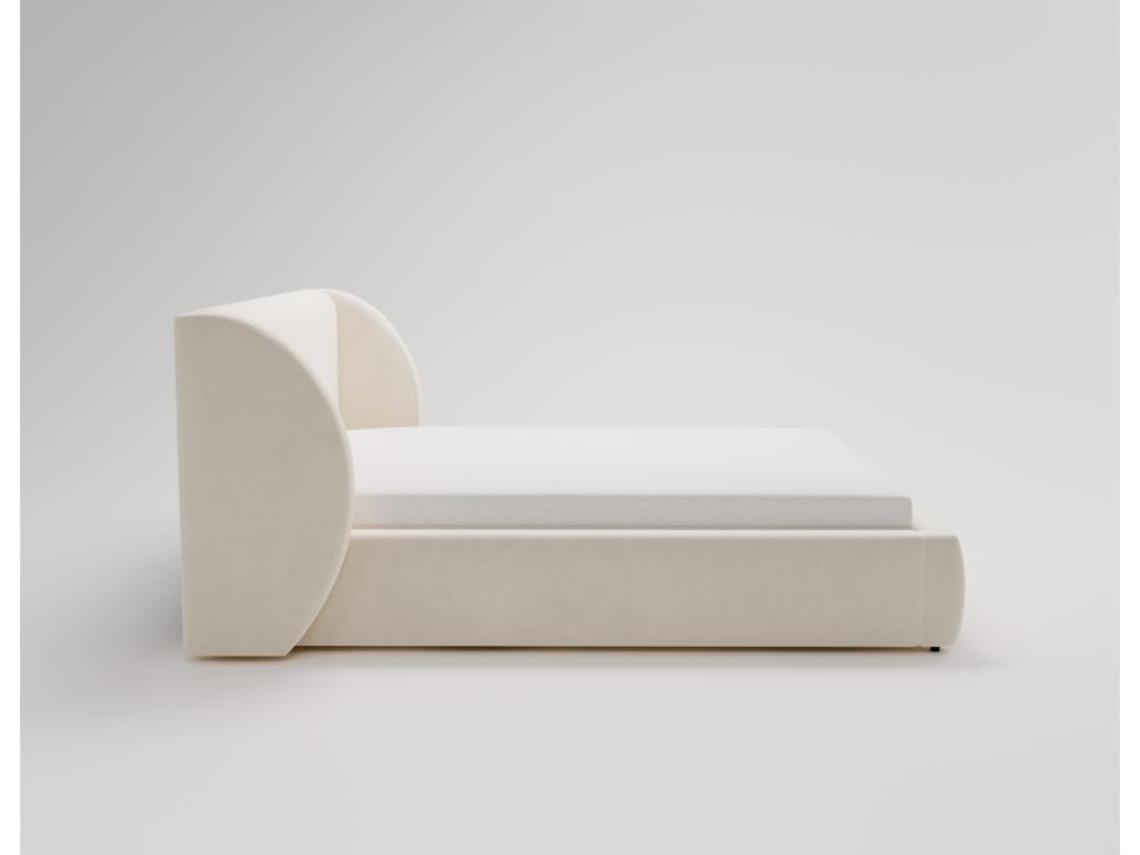 Elariva Double Bed 160x200 Upholstered Bed with Rounded Headboard 160x200 Cream 10 OHUF17693