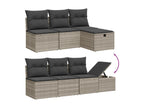 8-piece garden furniture set with light grey cushions, woven resin MSYE01250