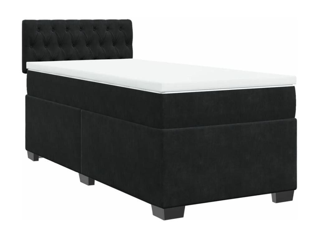 Bed base with mattress, black, 90x190 cm, velvet, VGDV38650